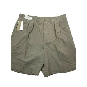 Perry Ellis Mens Casual Shorts Beige Pleated Pockets Polynosic Rayon Soft 40 New